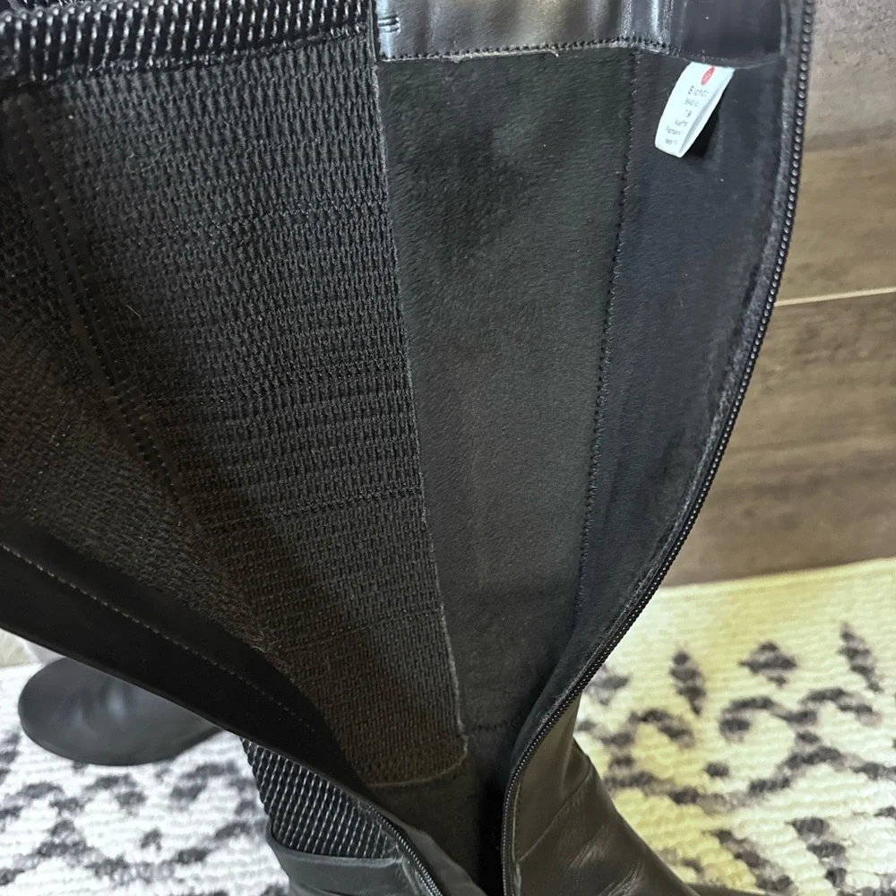 Blondo Black Over-the-Knee Leather Boots with Buckle Trim - Picture 8 of 11